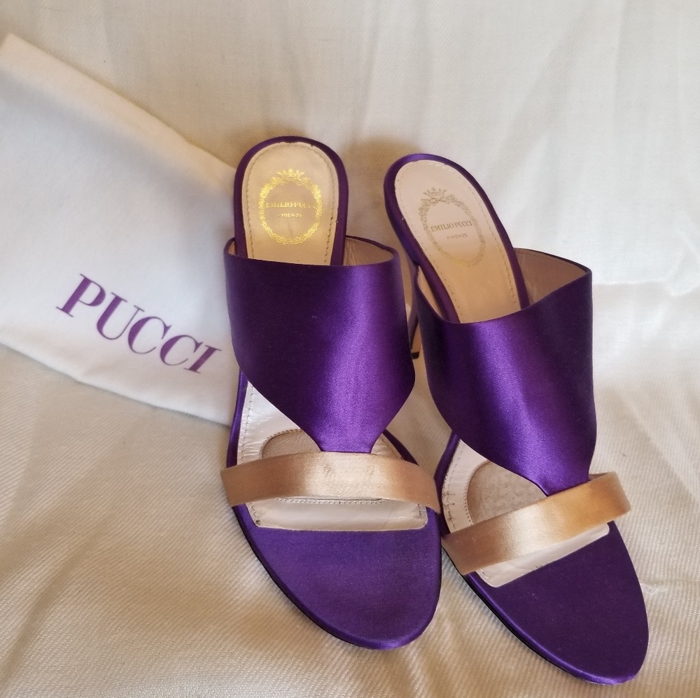 Emilio Pucci purple silk slides